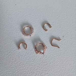 Elegant Rose Gold Nose Ring Set